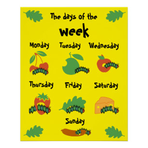 Poster Les Jours De Pépinière Pour Enfants De La Semaine