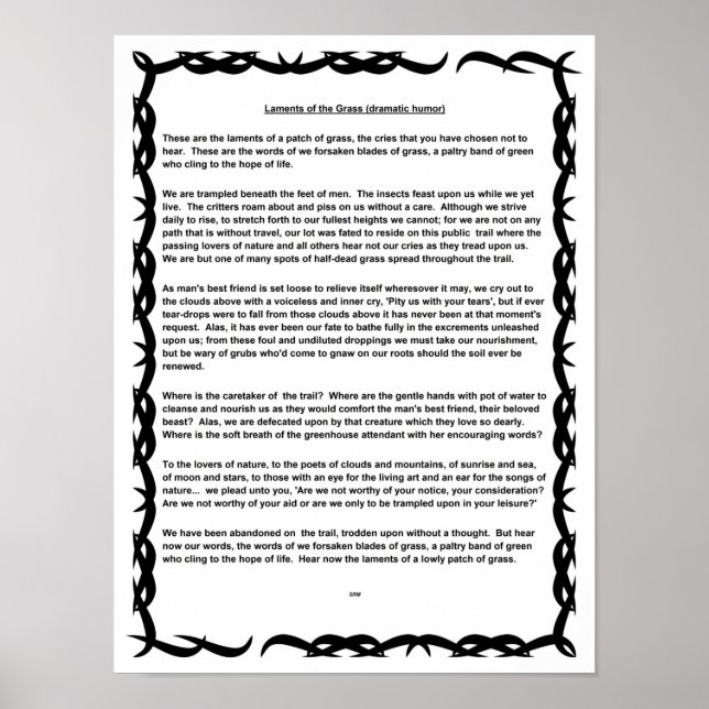 Poster Les lamentations de l'herbe (humour dramatique) (Devant)