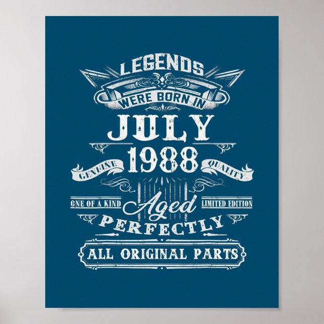 Poster Les Légendes Sont Nées En Juillet 1988 34ème Anniv (Devant)