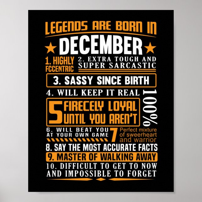POSTER LES LÉGENDES SONT NÉS EN DÉCEMBRE ANNIVERSAIRE MOI (Devant)