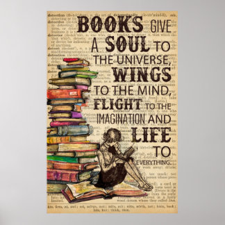 Poster Les Livres Donnent Une Âme Aux Ailes De L'Univers