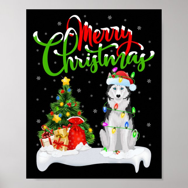 Poster Les lumières des arbres de Noël Chapeau Sibérien H (Devant)