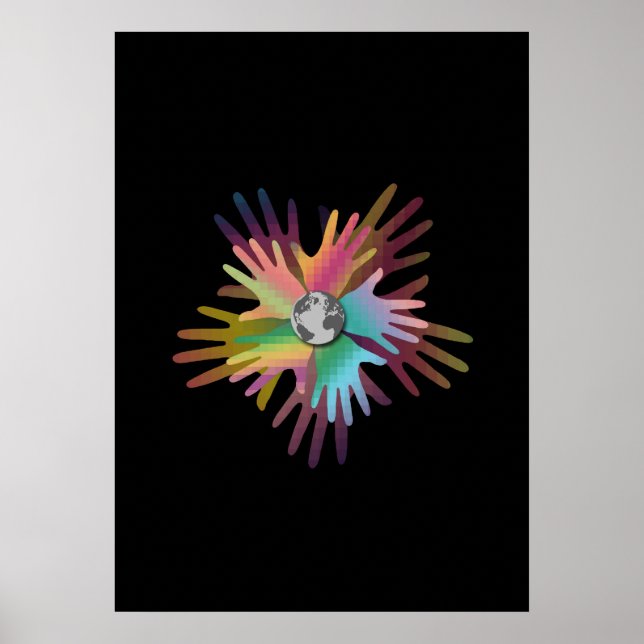 Poster Les mains dans le monde (Devant)