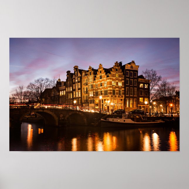 Poster Les maisons du canal d'Amsterdam à l'affiche du cr (Devant)