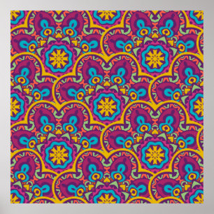 Poster Les mandalas tribaux sans couture ethnique indiens