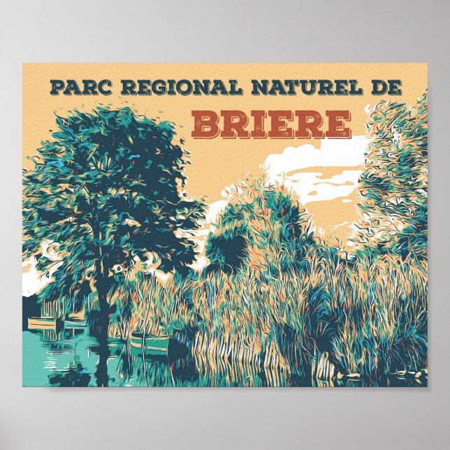 Poster Les marais du Parc Régional de Briere France (Devant)