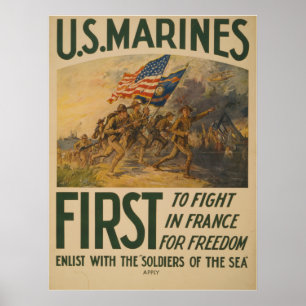 Poster Les Marines des Etats-Unis d'abord à combattre en