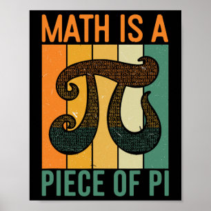 Poster Les maths sont un morceau de Pi Retro Pi Day Profe