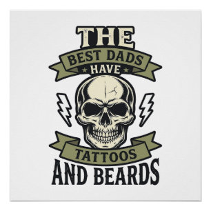 Poster Les meilleurs papas ont des tatouages et des barbe