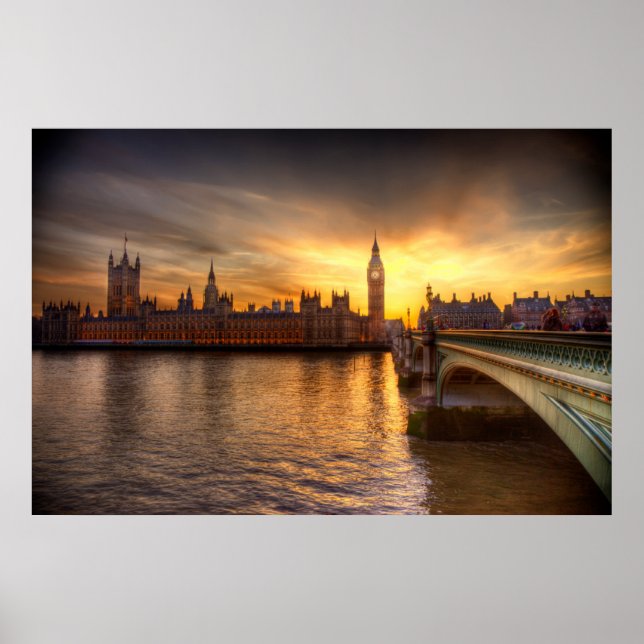 Poster Les monuments | Big Ben & Chambres du Parlement (Devant)