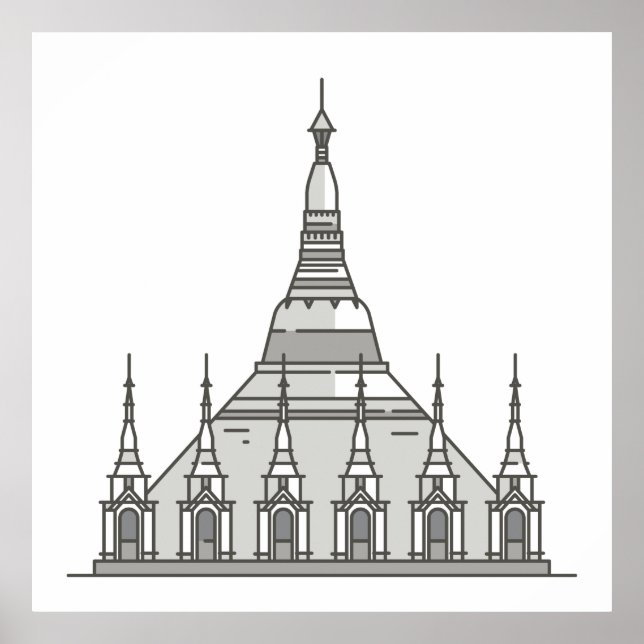 Poster Les monuments de la Pagode de Shwedagon (Devant)