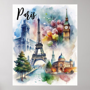 Poster Les monuments historiques de Paris