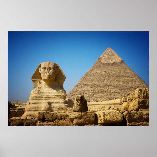 Poster Les monuments | Sphinx & Pyramide d'Egypte (Devant)