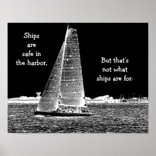 Poster Les navires sont en sécurité dans le port - impres