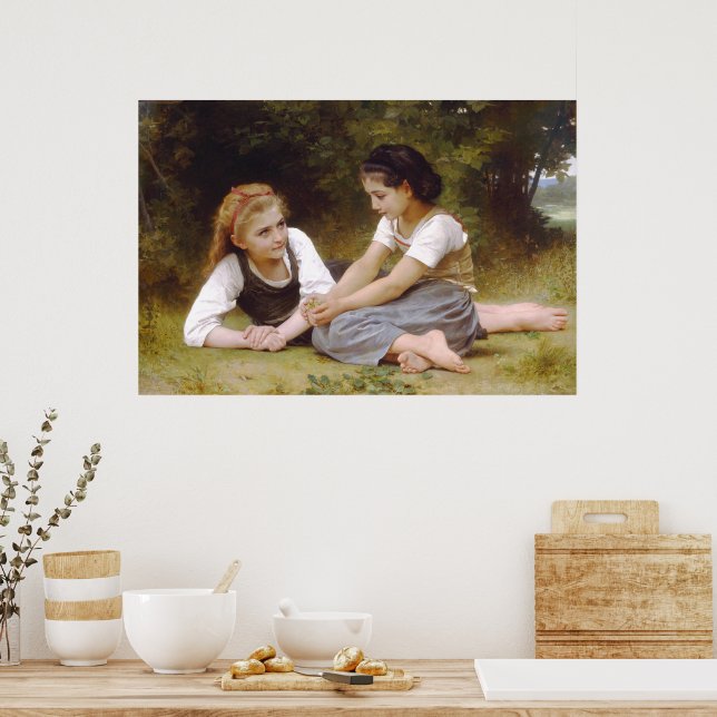 Poster Les Noisettes : Les jeunes filles ramassent les no (Cuisine)