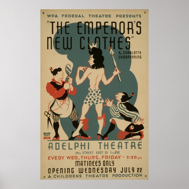 Poster Les nouveaux vêtements de l'empereur Théâtre WPA V (Devant)