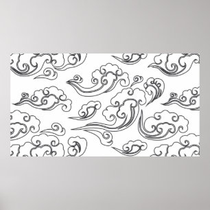 Poster Les nuages chinois tourbillonnent les nuages