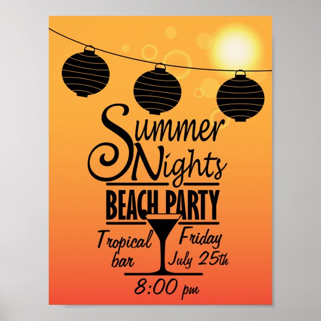 Poster Les nuits d'été plage invitation design (Devant)