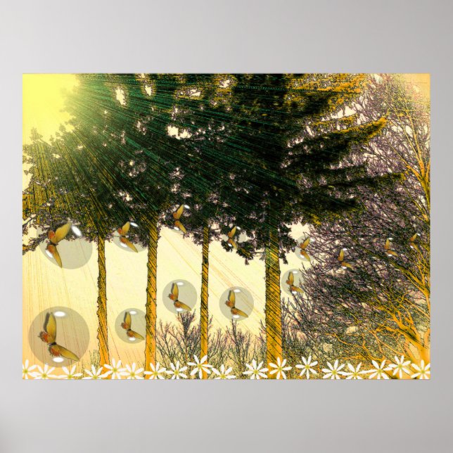 Poster Les papillons dans une bulle (Devant)