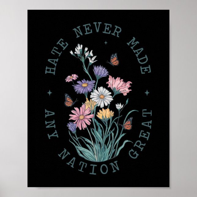 Poster Les papillons floraux anti-Trump Président démocra (Devant)