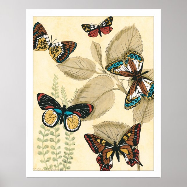 Poster Les papillons qui dorment sur les Feuilles (Devant)