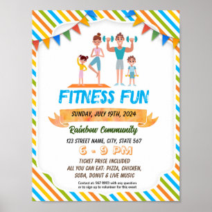 Poster Les parents et les enfants fitness fun nuit flyer