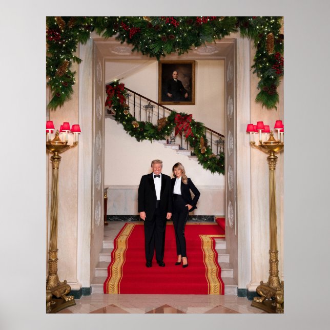 Poster Les pas de Noël Président Donald Trump & Melania (Devant)
