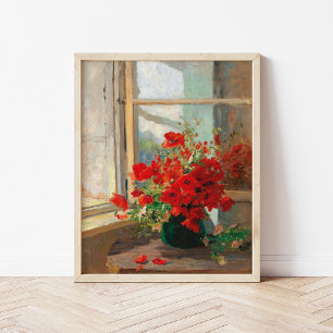 Poster Les pavots par la fenêtre   Olga Wisinger-Florian