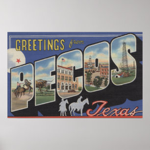 Poster Les PECO, lettre ScenesPecos, TX de TexasLarge