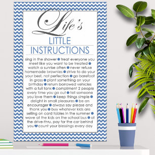 Poster Les petites instructions de la vie bleu marine