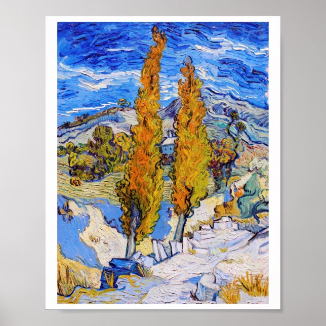 Poster Les peupliers de Saint-Rémy, Van Gogh (Devant)