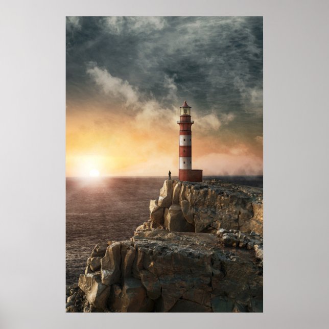 Poster Les phares | Phare rouge et blanc (Devant)