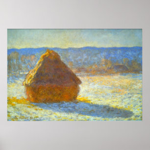 Poster Les piles de voitures en neige par Claude Monet