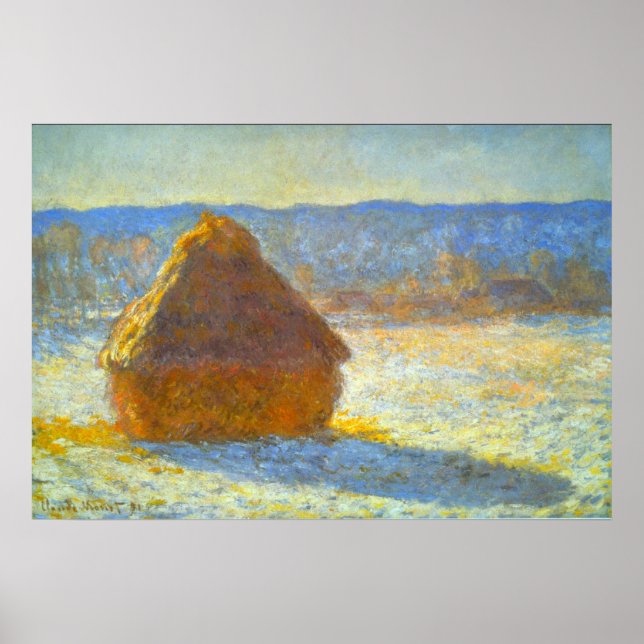 Poster Les piles de voitures en neige par Claude Monet (Devant)