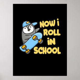 Poster Les Pingouins Maintenant Je Roule À L'École