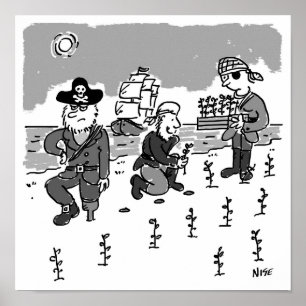 Poster Les pirates jardinent à l'aide d'une jambe en bois