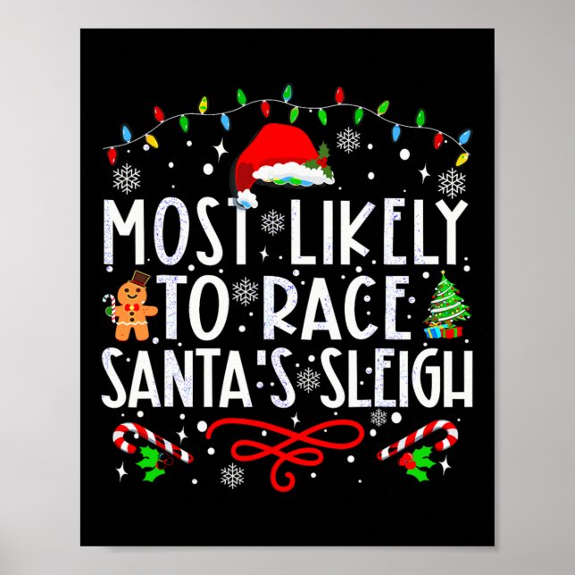 Poster Les Plus Probables De Course Père Noël Sleigh Fami (Devant)
