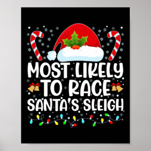 Poster Les Plus Probables De Course Père Noël Sleigh Fami