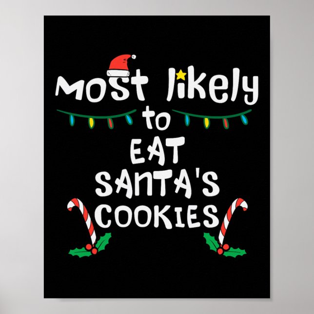 Poster Les plus susceptibles de manger Santas Cookie Noël (Devant)