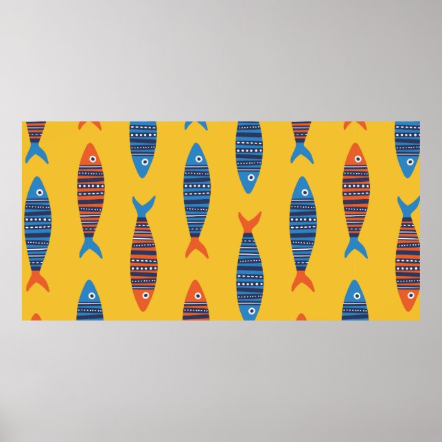 Poster Les poissons brillants sont des motifs sans soudur (Devant)