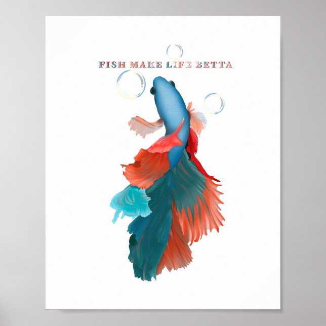 Poster Les poissons font la vie betta, Bleu / Vert / Roug (Devant)