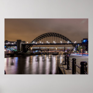 Poster Les ponts de Tyne la nuit