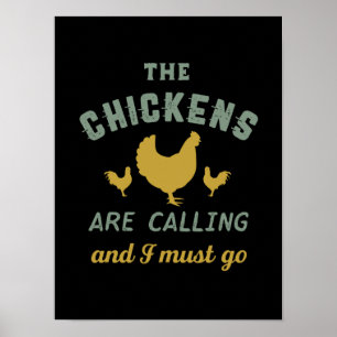 Poster Les Poulets Appelent Que Je Dois Aller Vintage Agr