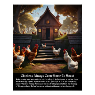 Poster Les poulets rentrent chez eux pour se nourrir