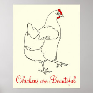 Poster Les poulets sont art animal mignon de beau dessin