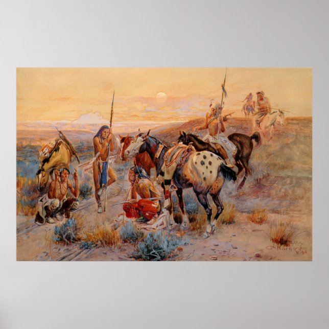 Poster Les premières traces de Wagon de Charles M. Russel (Devant)