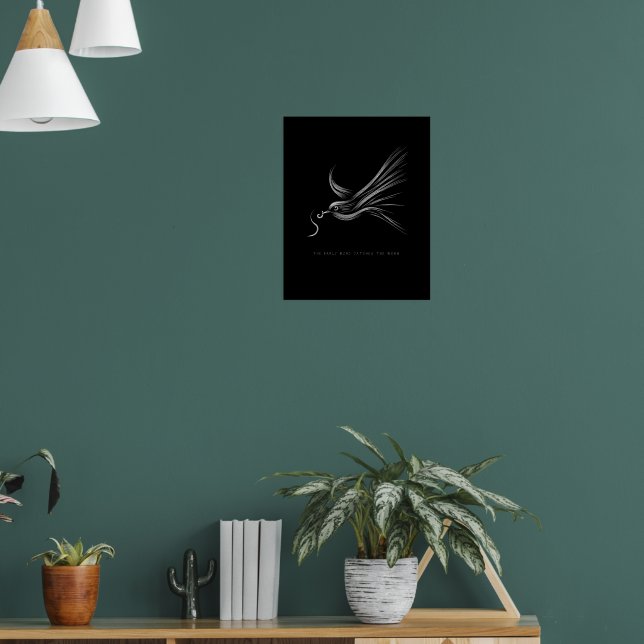 Poster Les premiers oiseaux attrapent le ver - Line Art P (Salon 1)