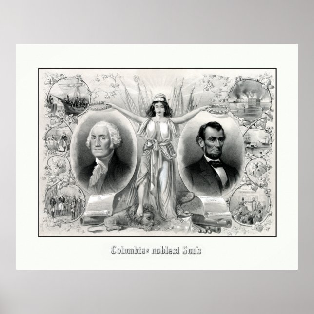 Poster Les présidents Washington et Lincoln (Devant)