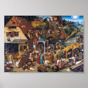 Poster Les Proverbes Hollandais Pieter Bruegel l'Ancien