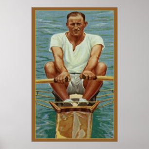 Poster Les rameurs de Sculling ramant le cru folâtre